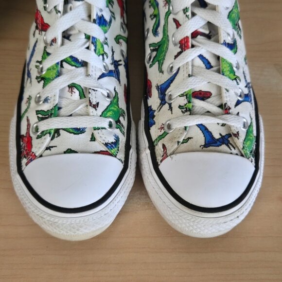 CTAS 4 Hi Top Dinosaurs White Canvas Lace Up Converse Sneakers Shoes Kids - Picture 6 of 14